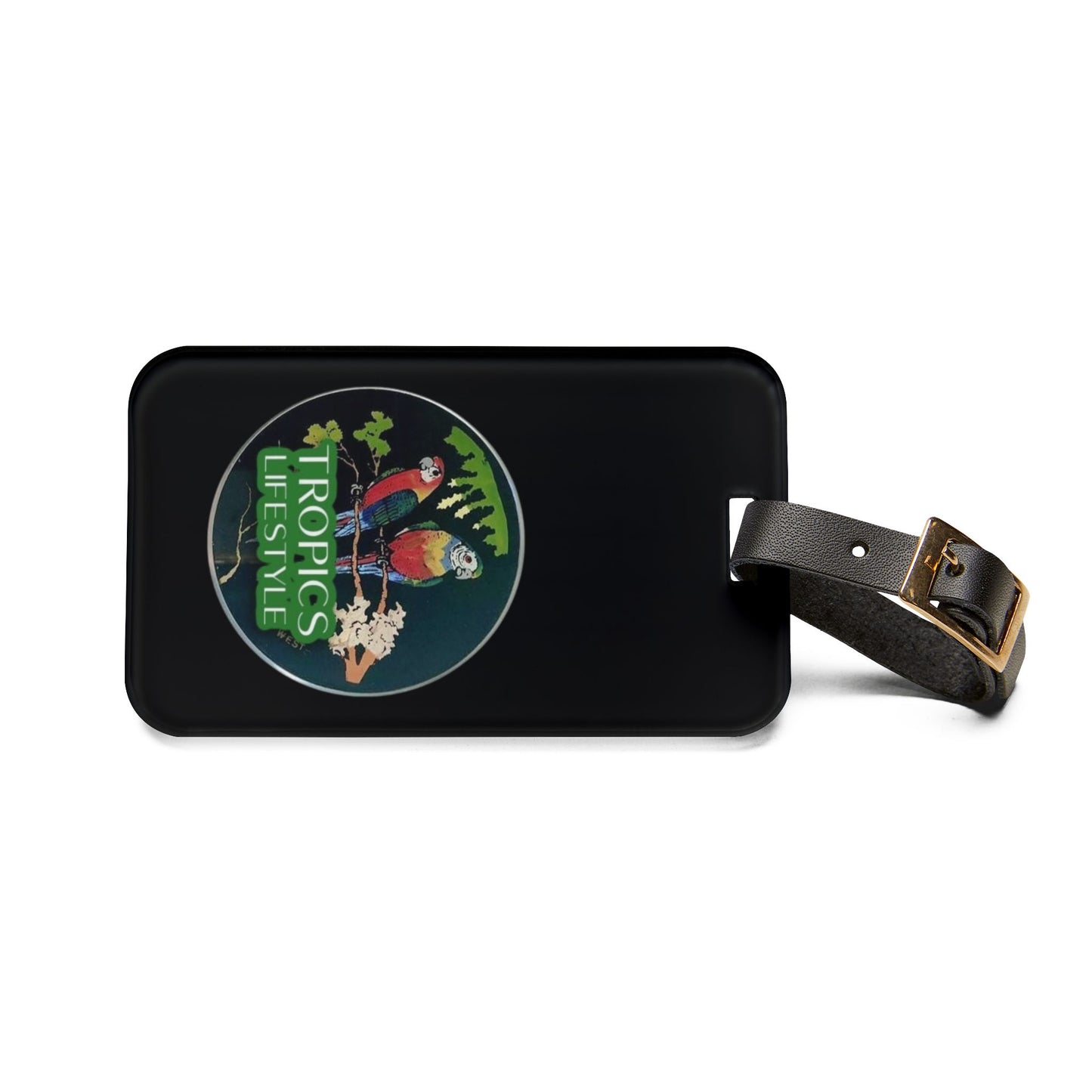 Luggage Tag - Two Brazilian Parrots, black