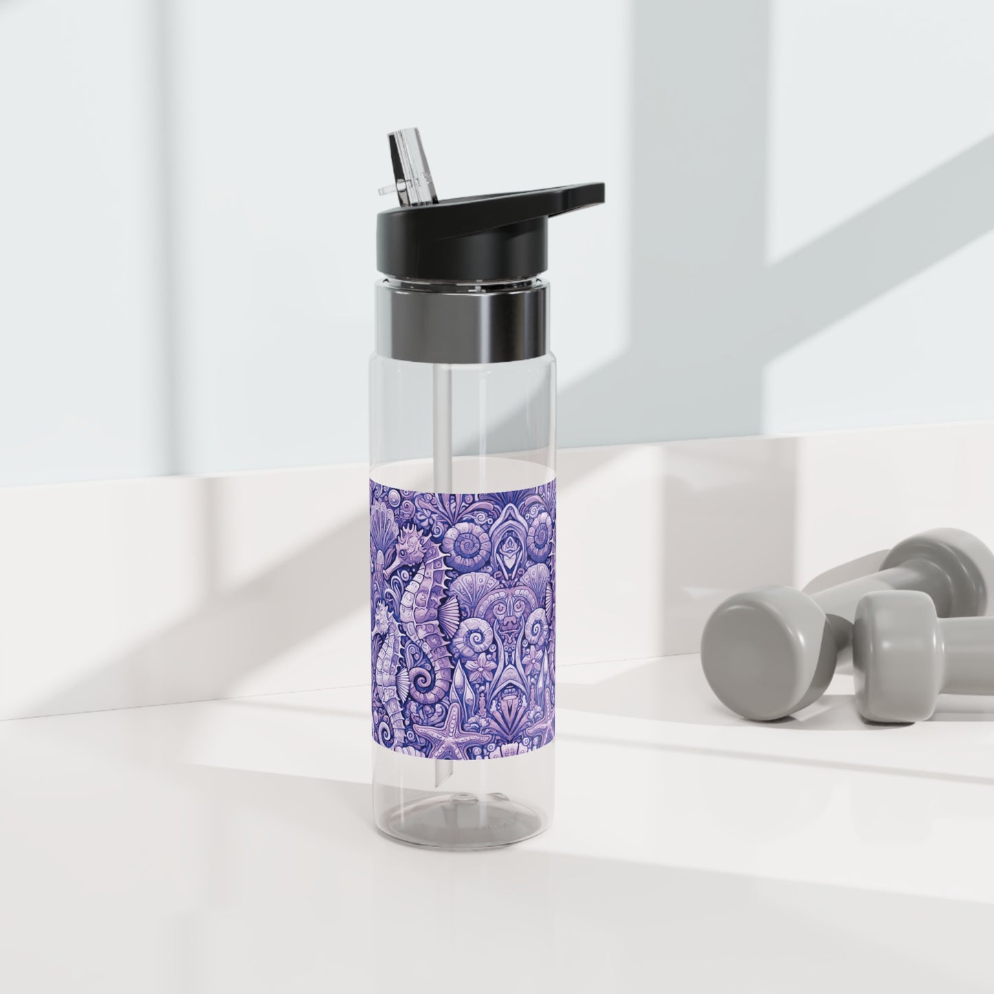 Tropical 20oz Tritan Sport Water Bottle -  Leakproof, Lightweight, BPA-Free / Seahorse Trio, Amethyst