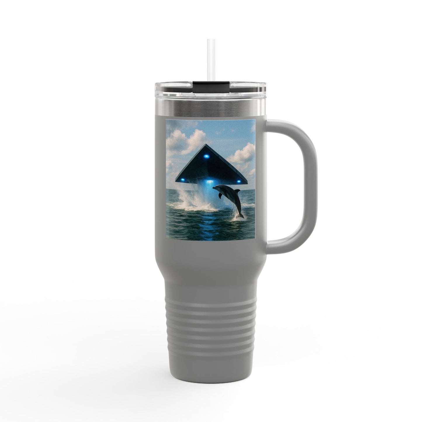 Insulated Travel Mug, 40oz / UFO and Dolphin