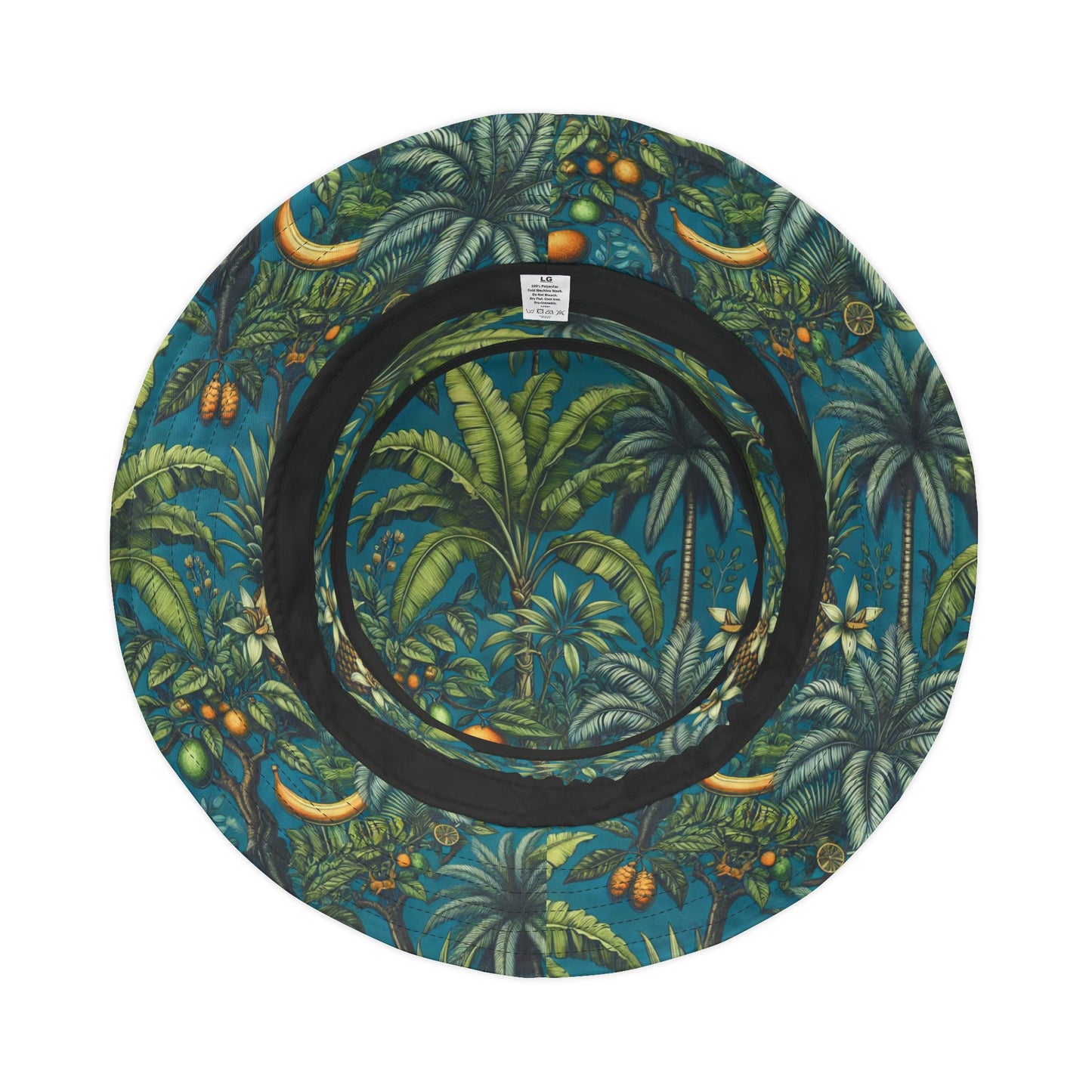 Tropical Polyester Bucket Hat, 2 Sizes - Tropical Fruit Blue