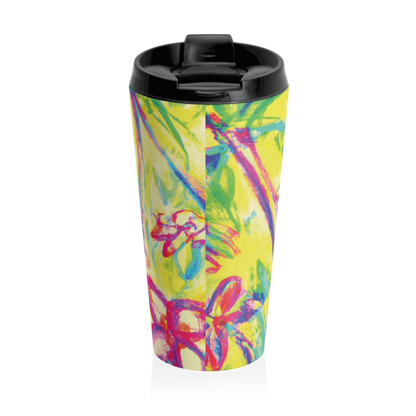 15 oz. Stainless Steel Travel Mug / Palm Doodles Yellow