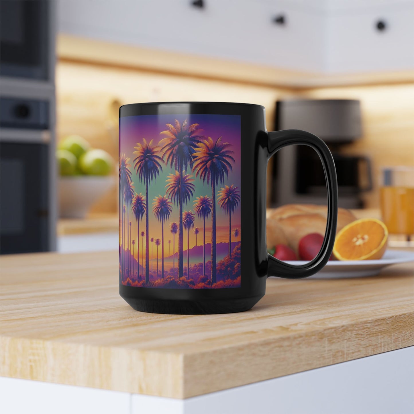 Black Coffee Mug - Sunset Palm Boulevard