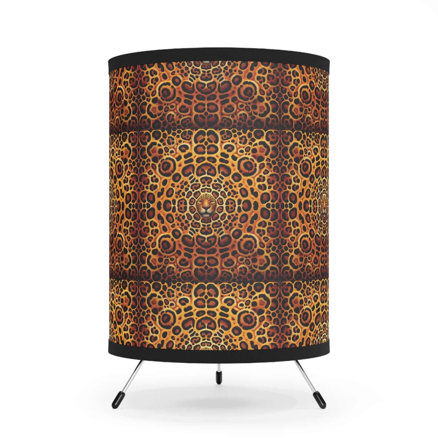 Kaleidoscope Jaguar Spots, Tripod Lamp with Artistic High-Res Shade - Perfect for Home Décor
