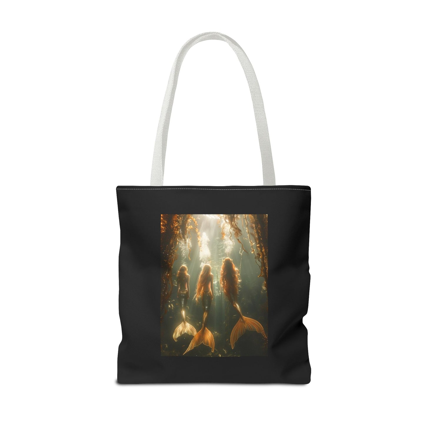 Three Mermaid Sisters, Black Tote Bag - 3 Sizes