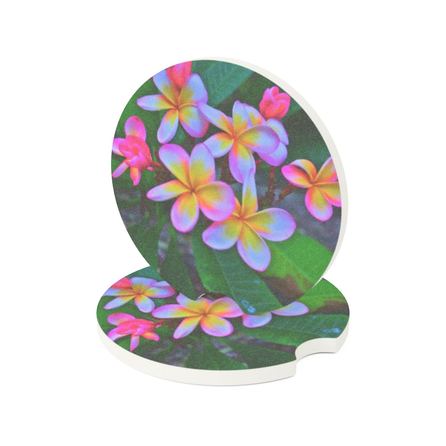 Soapstone Car Coaster - Hawaiian Flowers