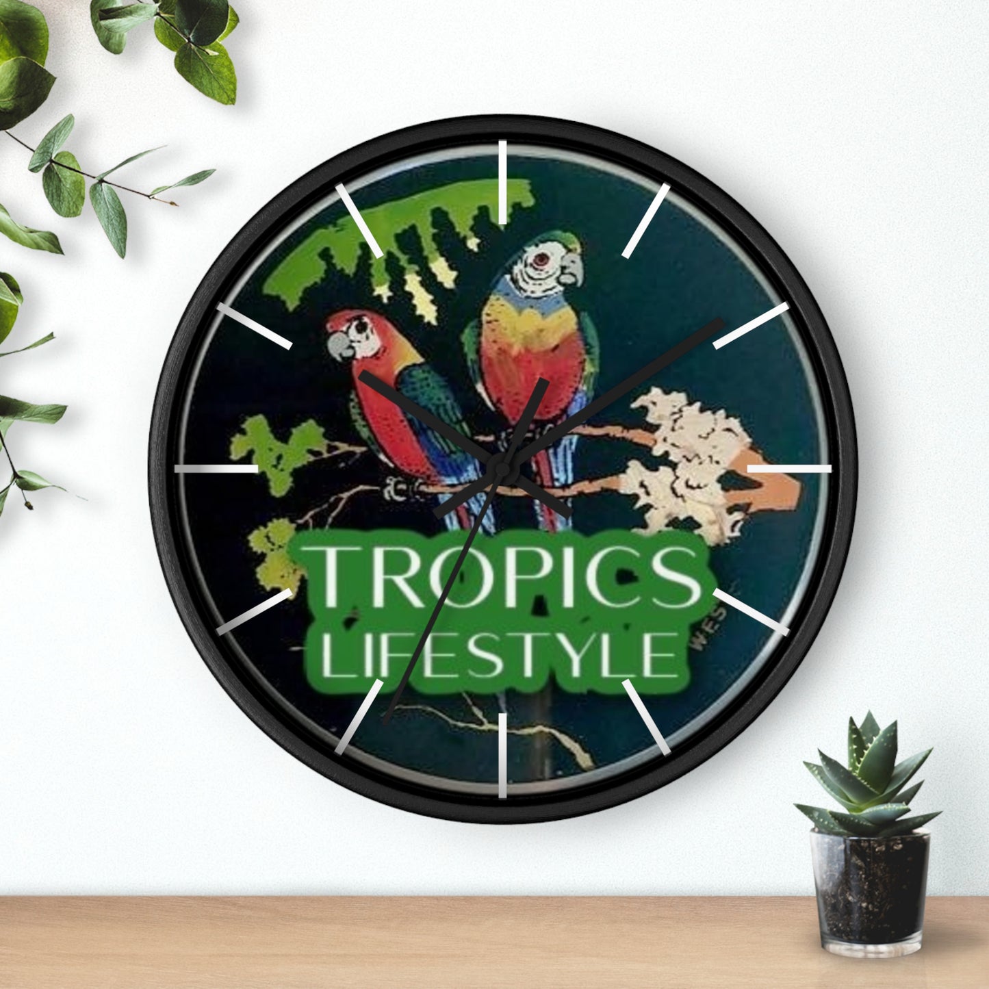 Wall Clock, Two Brazilian Parrots, Hands/Base Variants