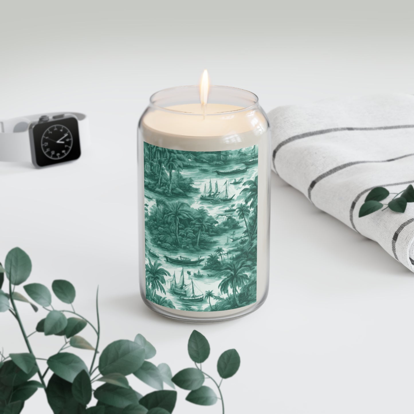 Scented Candle, 13.75oz - Tropical Toile, Evergreen