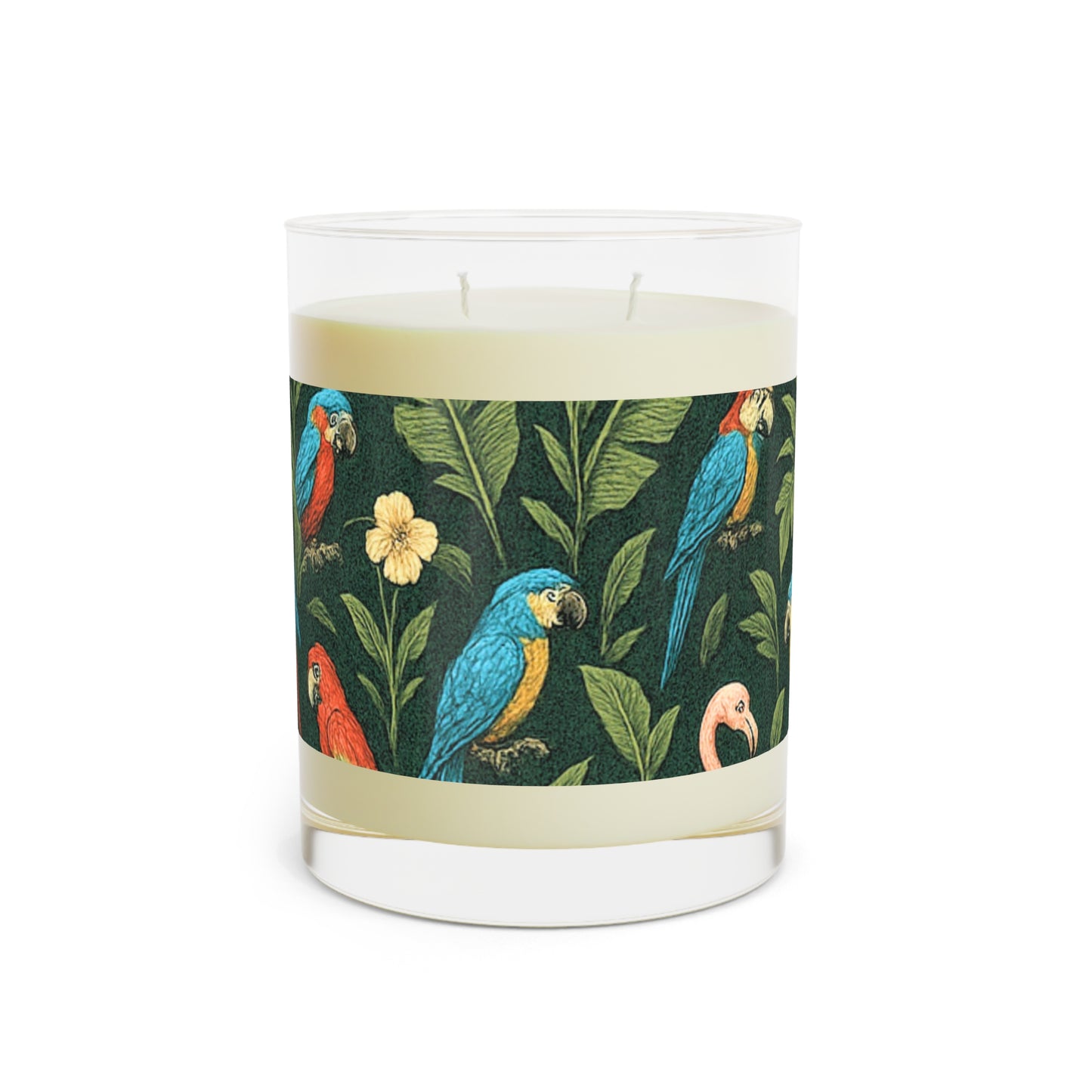 Flamingos & Parrots Scented Candle - 11oz Full Glass, Tropical Decor