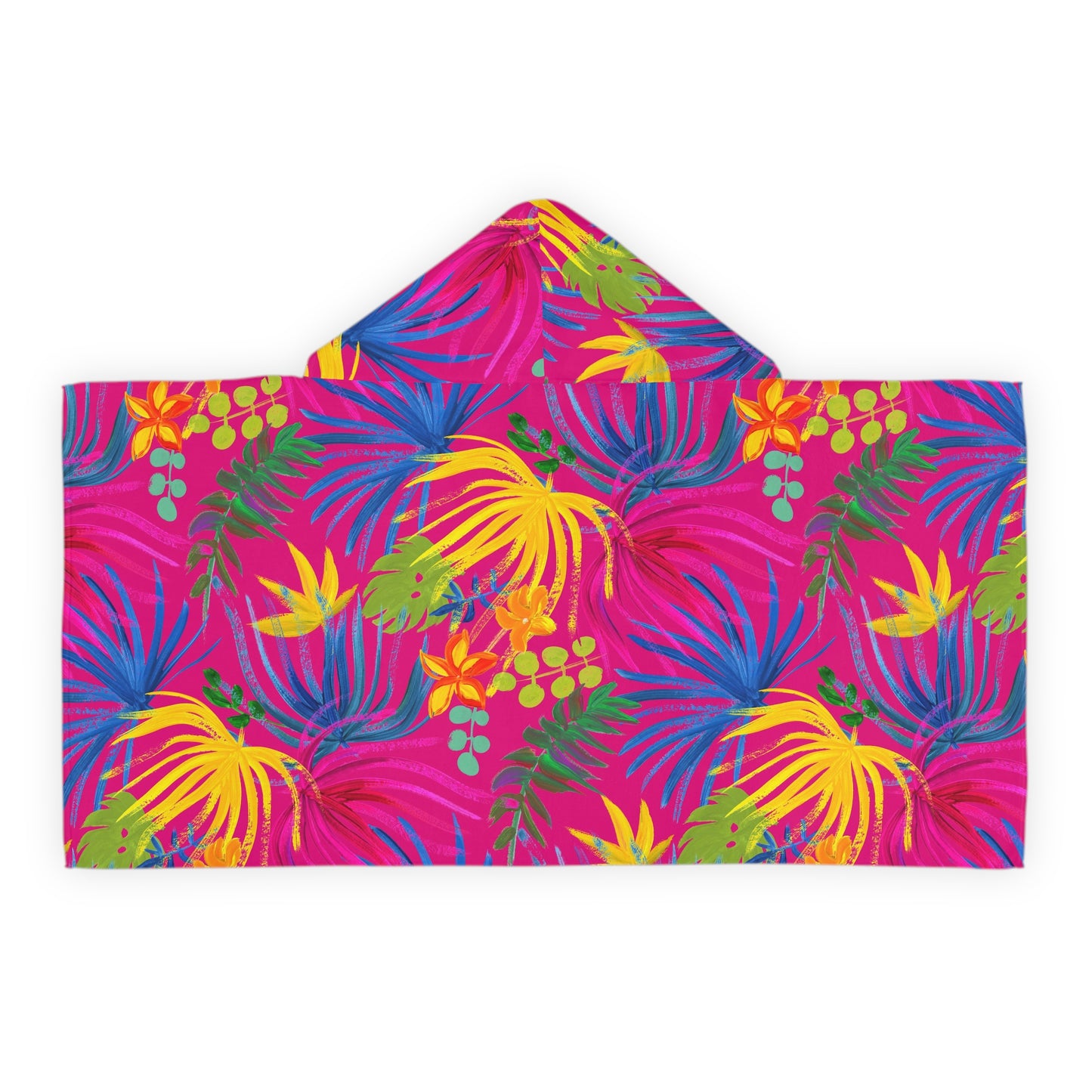 Tropical Kids Hooded Towel - Exotic Flora Design for Beach & Bath