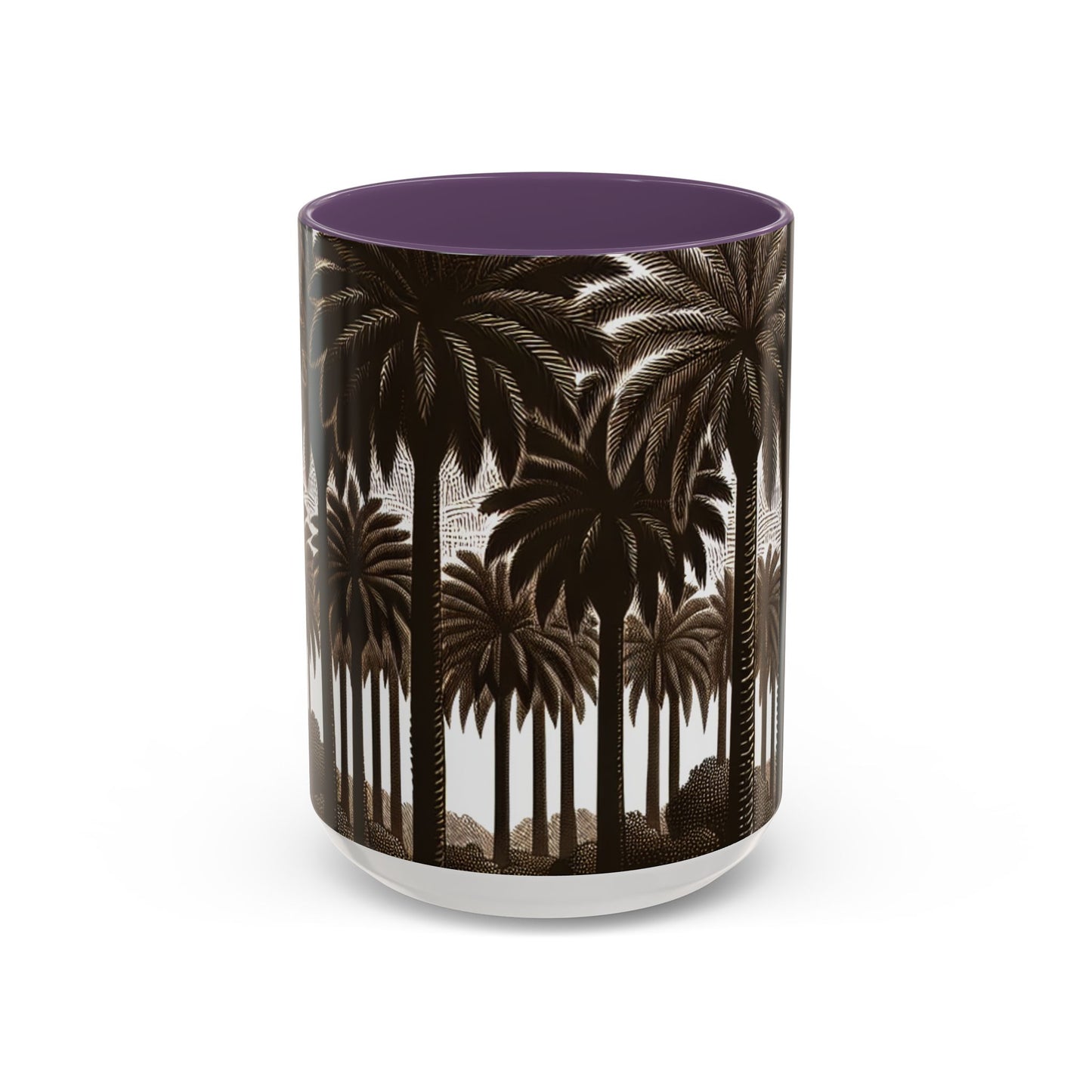 Accent Coffee Mug (11, 15oz) - Woodcut Palm Grove