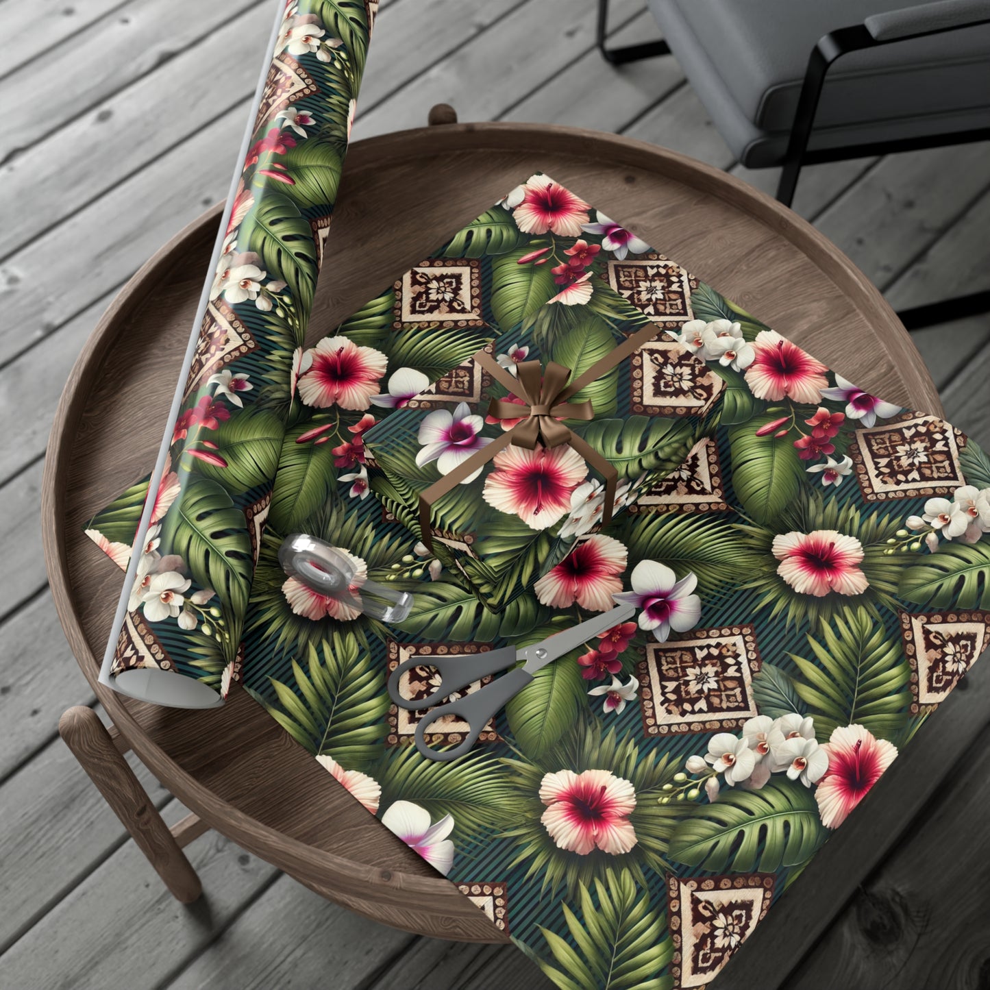 Wrapping Paper - Tropical Gift Wrap for All Occasions / 3 Sizes, 2 Finishes / Tiki Orchids