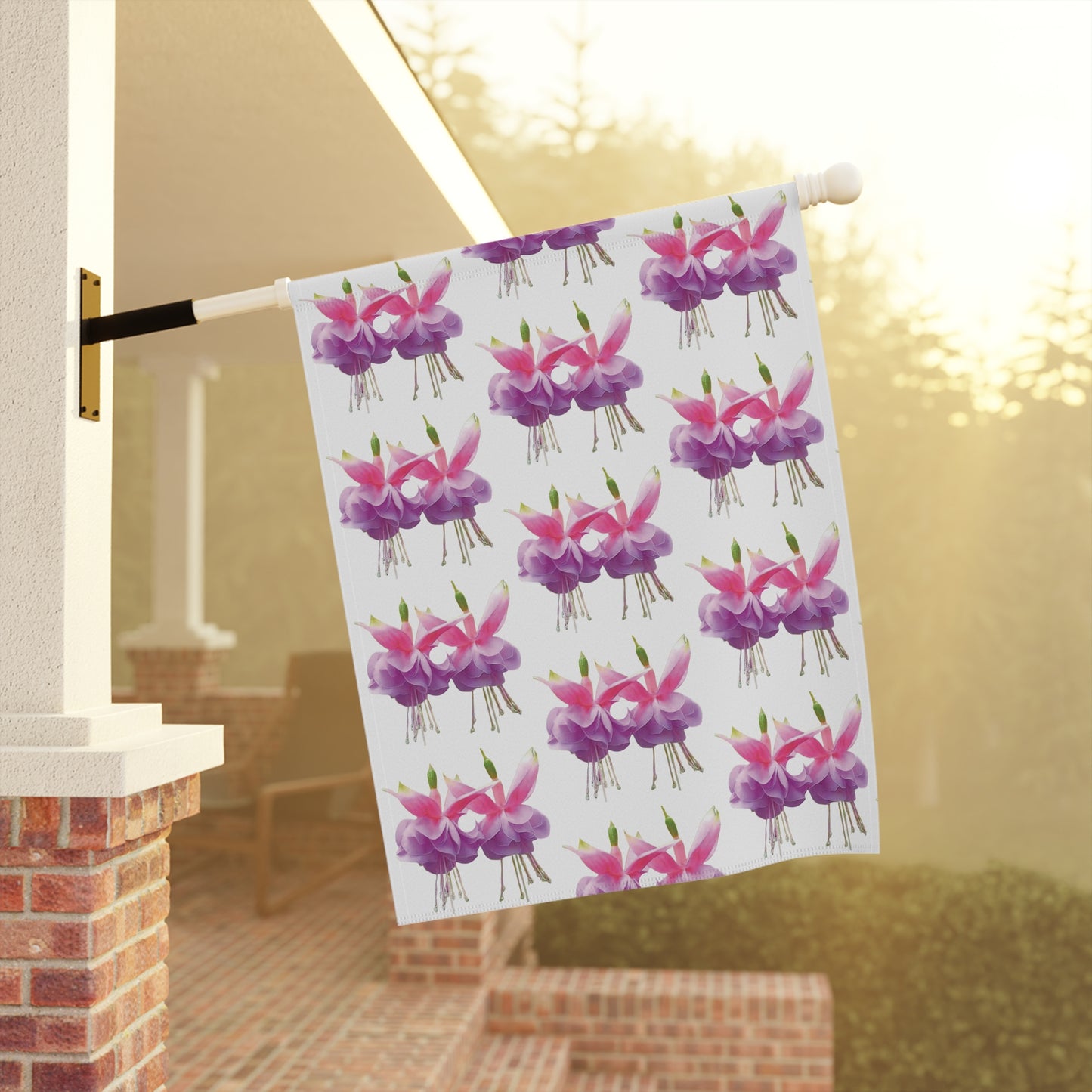 Tropical Garden Flag  - Perfect for Outdoor Decor / Floral Two Pink Fuchsias