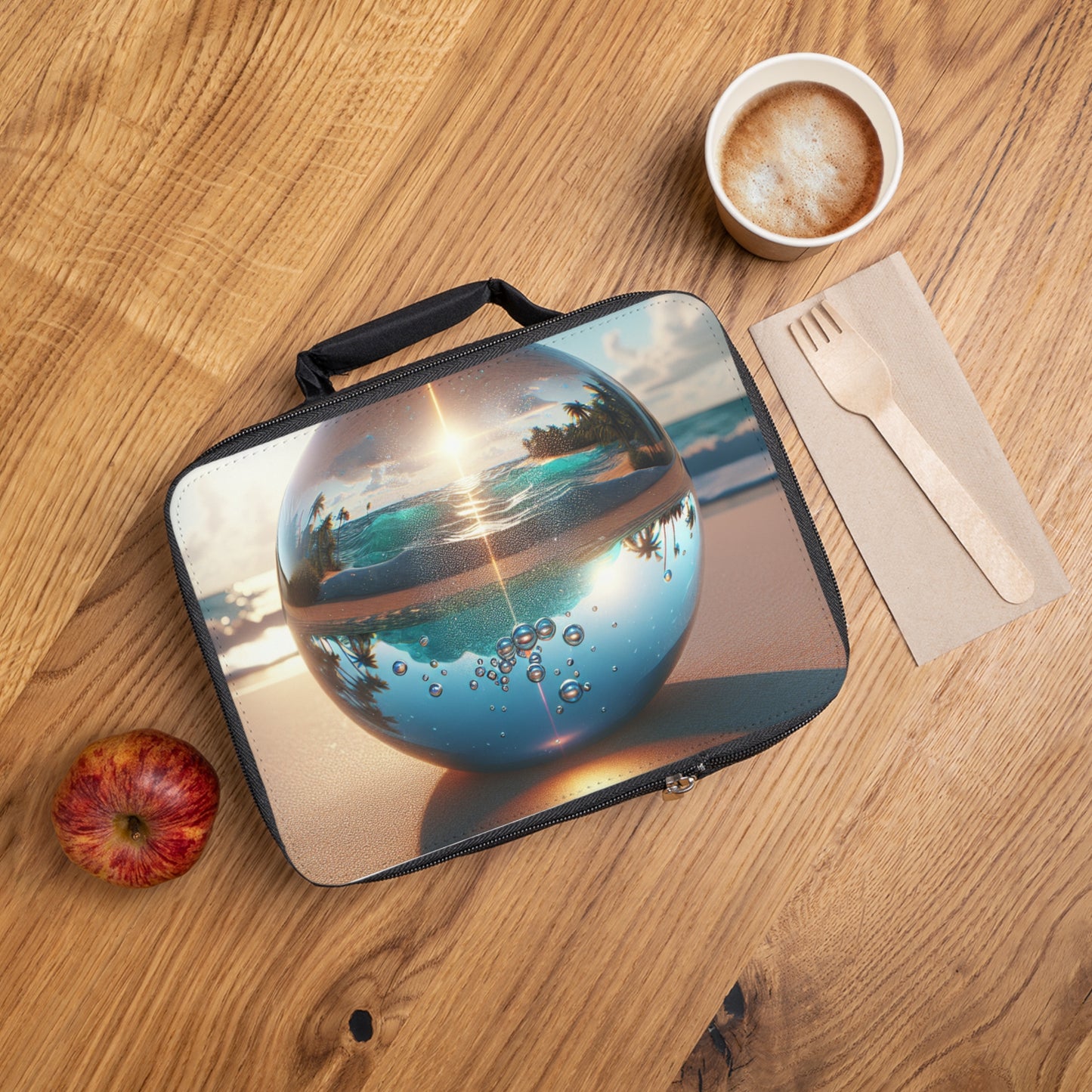 Beach Illusion Ball/Sunrise Lunch Bag - Eco-Friendly Insulated Tote, Adult and Child Lunchbox / Perfect for Picnics, Beach Outings