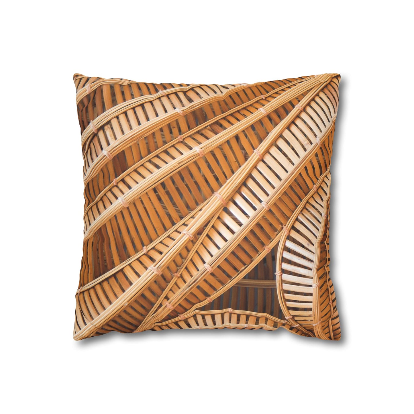 Faux Suede Square Pillowcase - Natural Bamboo Spiral