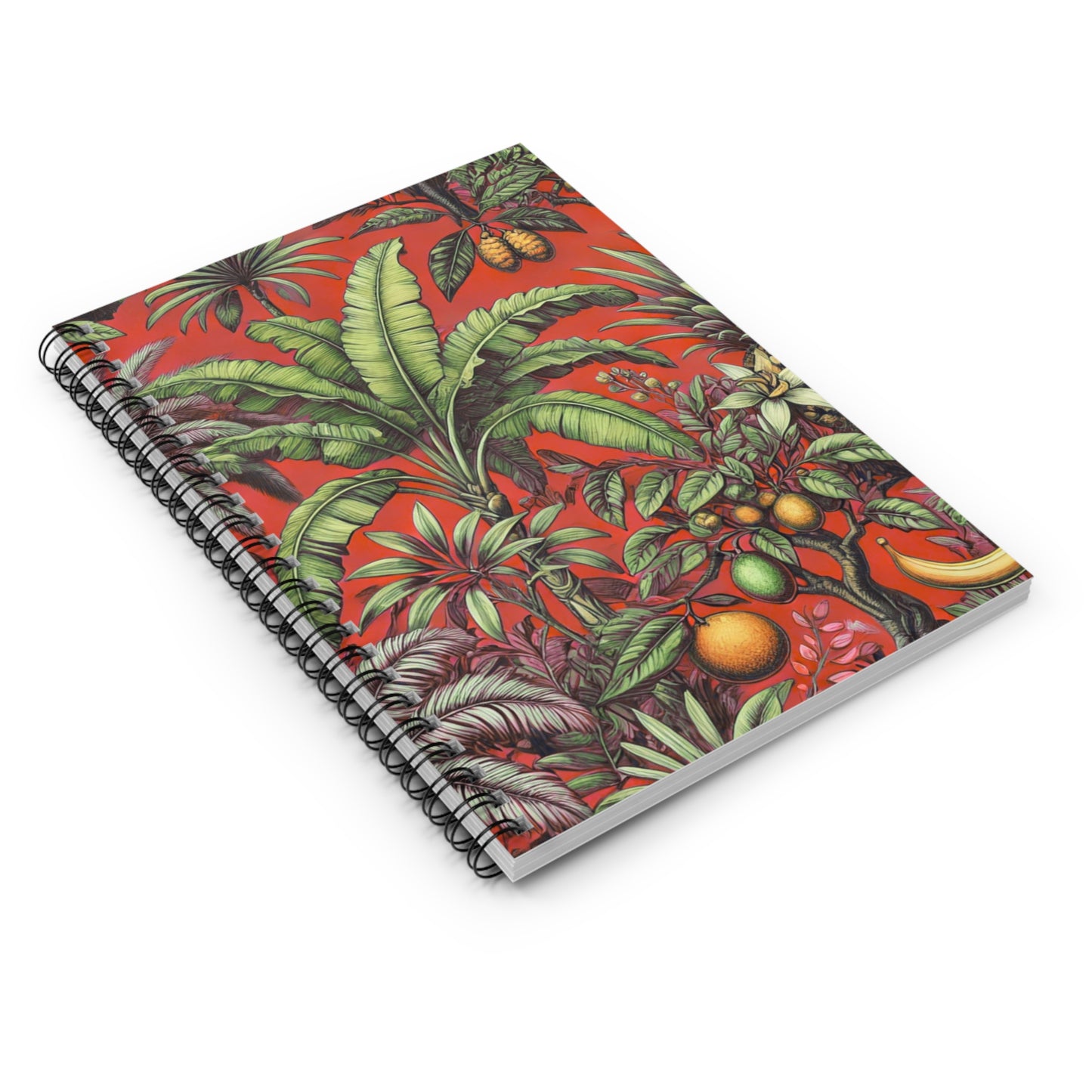 Spiral Notebook - Tropical Fruit, Red