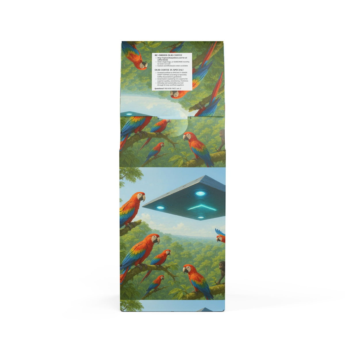 Black Coral Blend™ (Dark French Roast) Specialty Grade Craft Coffee / UFO and Macaws
