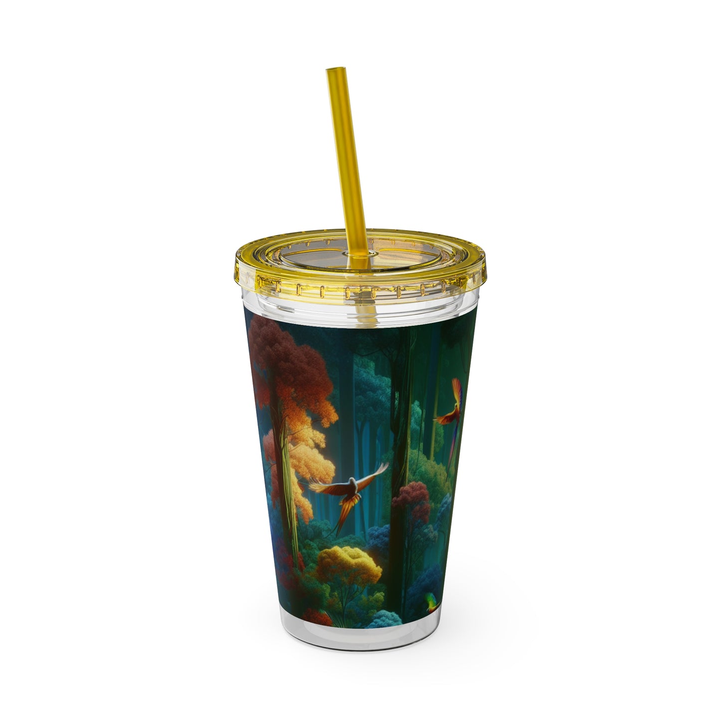 Tropical Tumbler with Straw | 16oz Colorful Travel Cup / Flight School