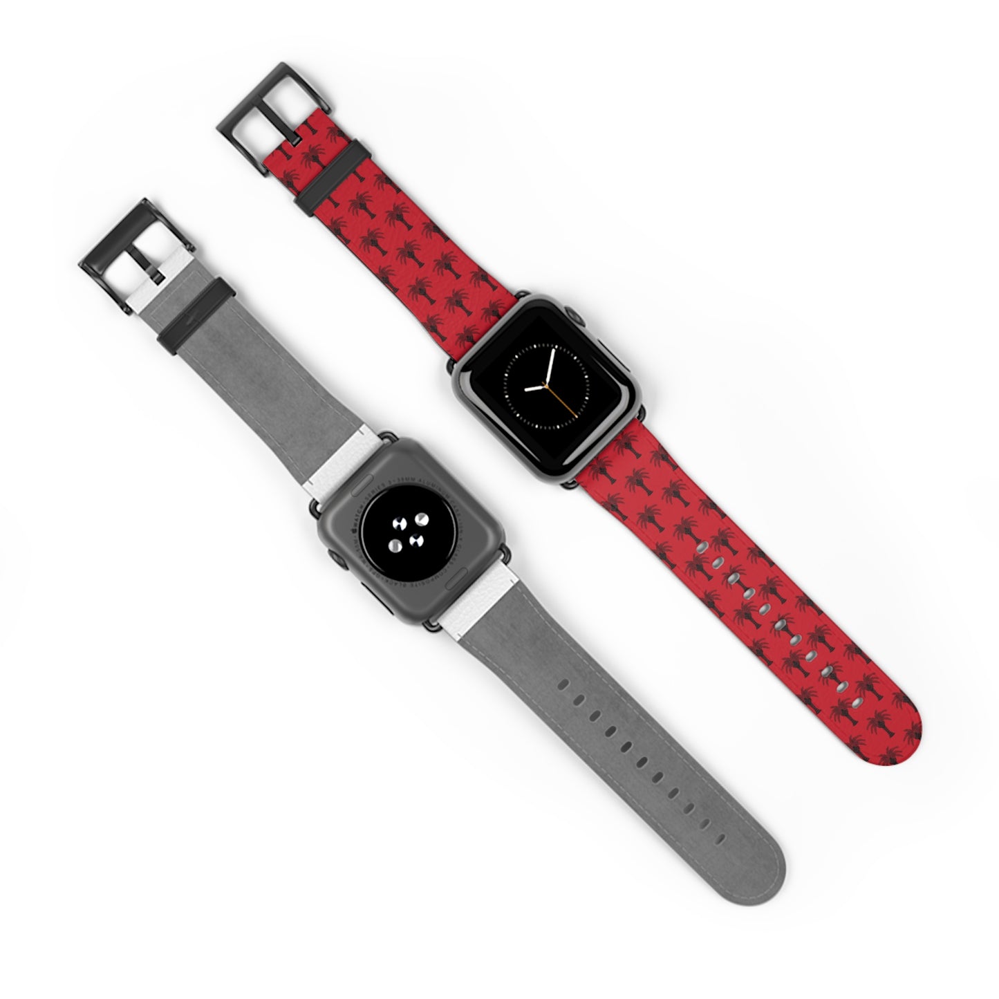 Apple Watch Band - Art Deco Palm, Repeat Dark Red