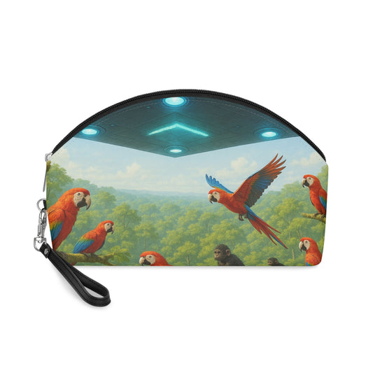 Makeup Bag - UFO and Macaws in Rainforest