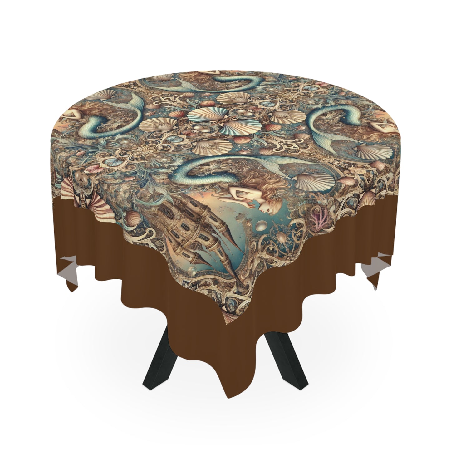 Kaleido Mermaid/Brown Tablecloth, 55" x 55"