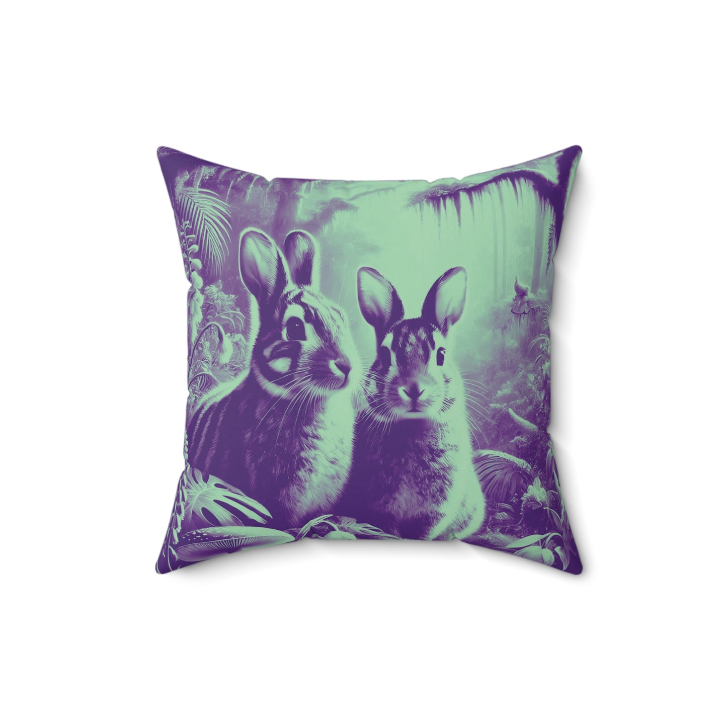 Decorative Pillow - Accent Cushion, 4 Sizes /Tropical Sumatran Rabbits/Minty