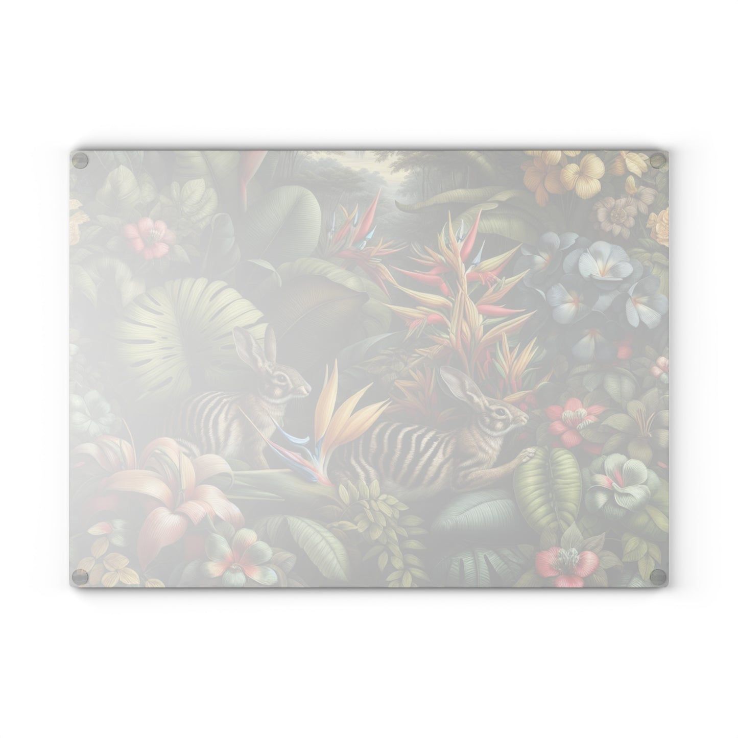 Glass Cutting Board, 2 sizes - Rainforest Rabbit Outing