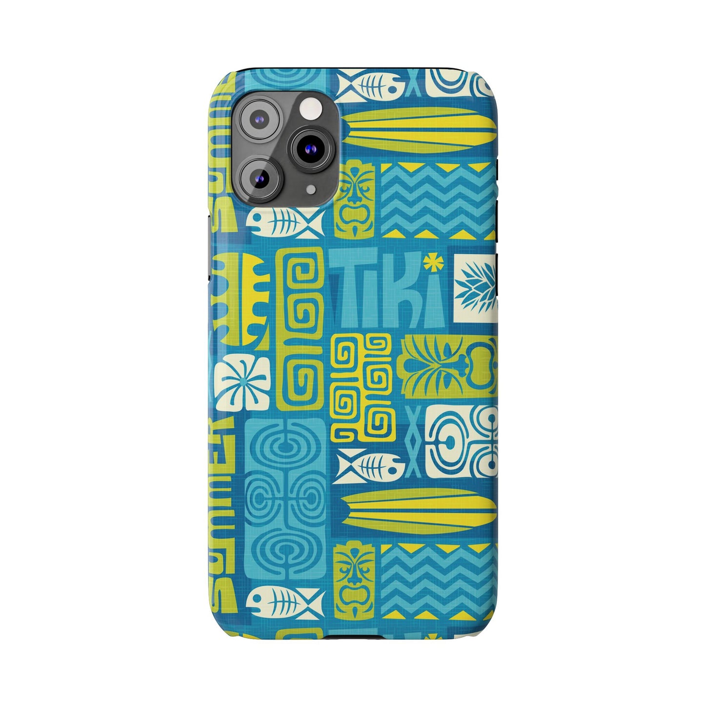 Slim Phone Cases - Tiki Poster Blue