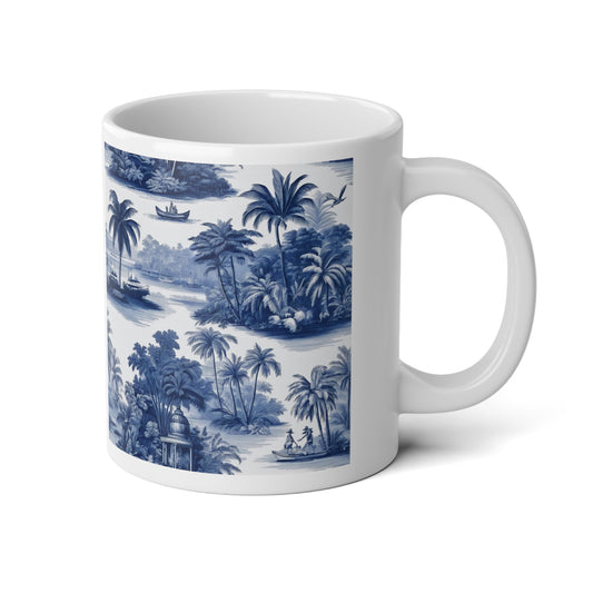 Jumbo Mug, 20oz, My Last Voyage Toile | Tropical Coffee Cup