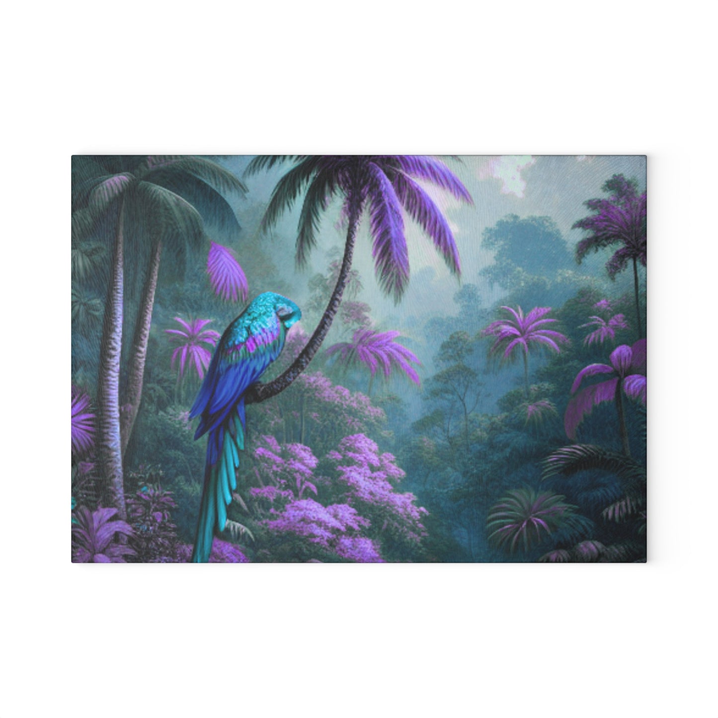 Glass Cutting Board, 2 sizes - Sleeping Beauty Parrot/Fantasy