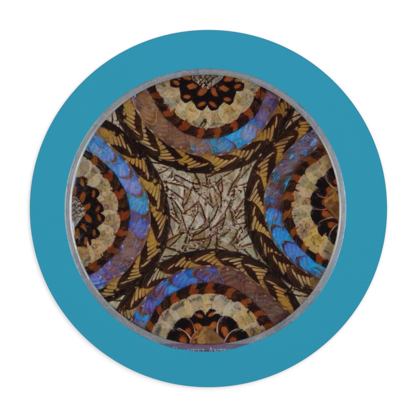 Tropical Mouse Pad, 2 Shapes - Beach Vibes for Home Office & Gamer / Real Butterfly Wing Art, Turquoise