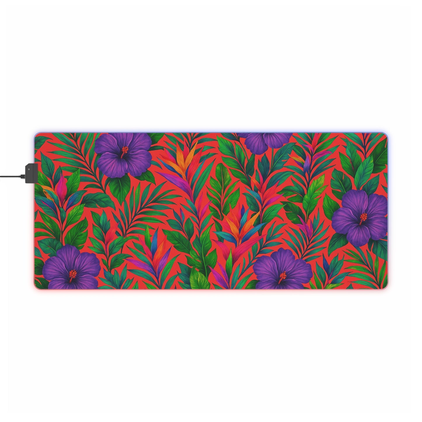 LED Gaming Mouse Pad With Vibrant RGB Lighting, 4 Sizes / Midnight Flower Coral