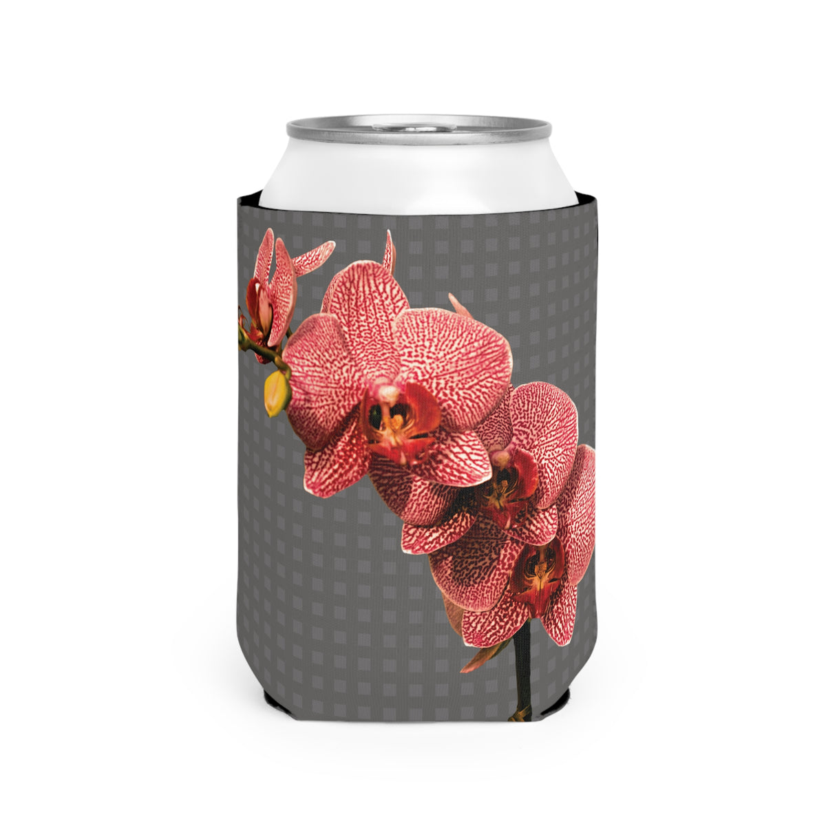 Red Orchid Can Cooler Sleeve - Perfect for Outdoor Picnics