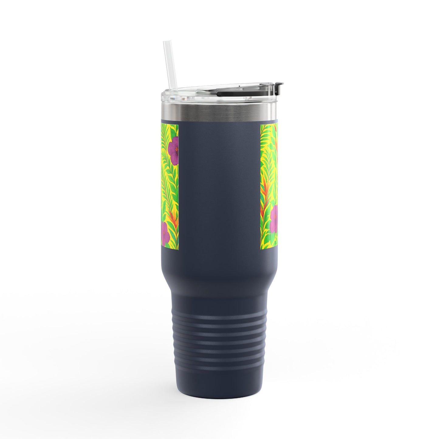 Midnight Flower Yellow Insulated Travel Mug - 40oz - Perfect for Outdoor Adventures