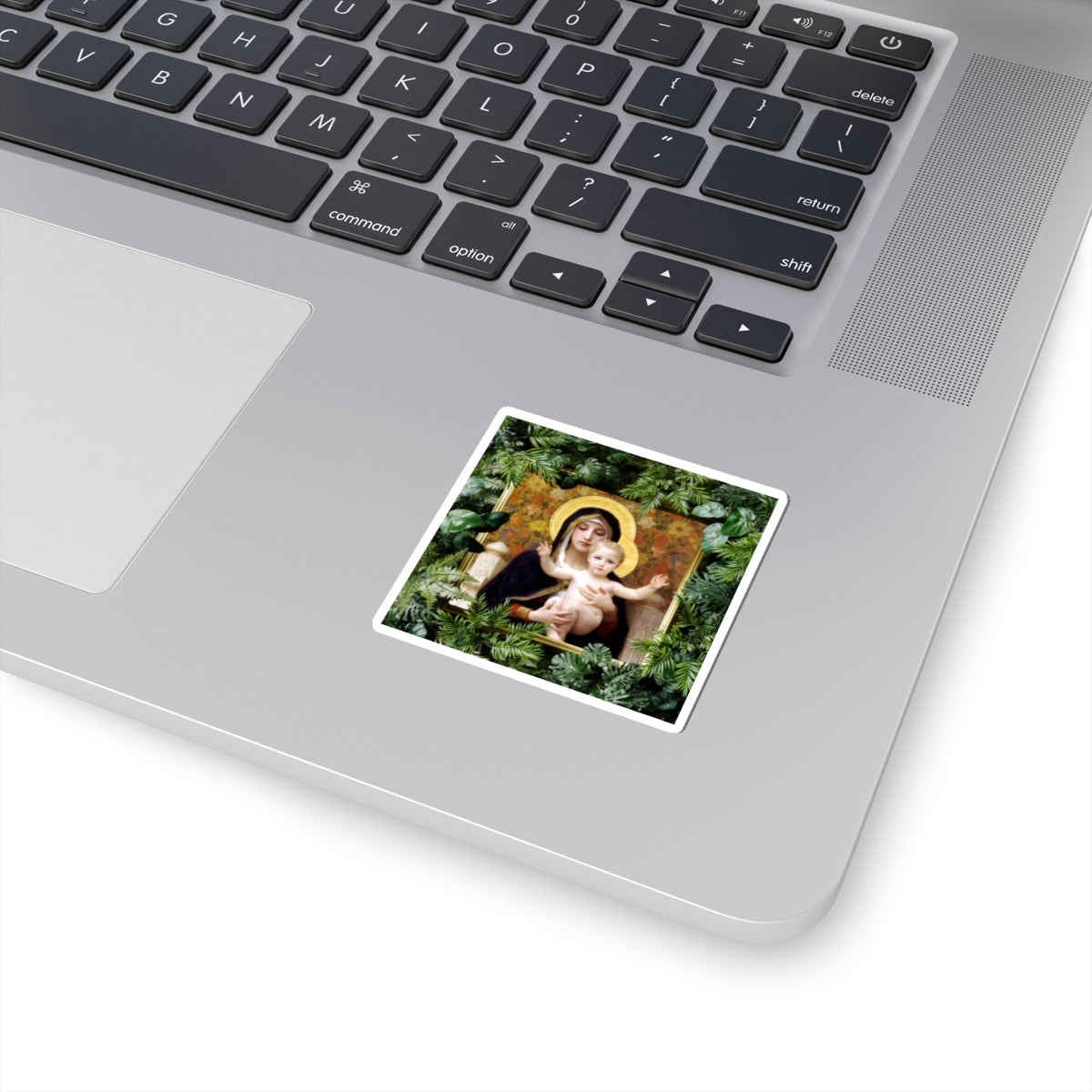 Madonna With Lilies Kiss-Cut Stickers - Religious Laptop Decor