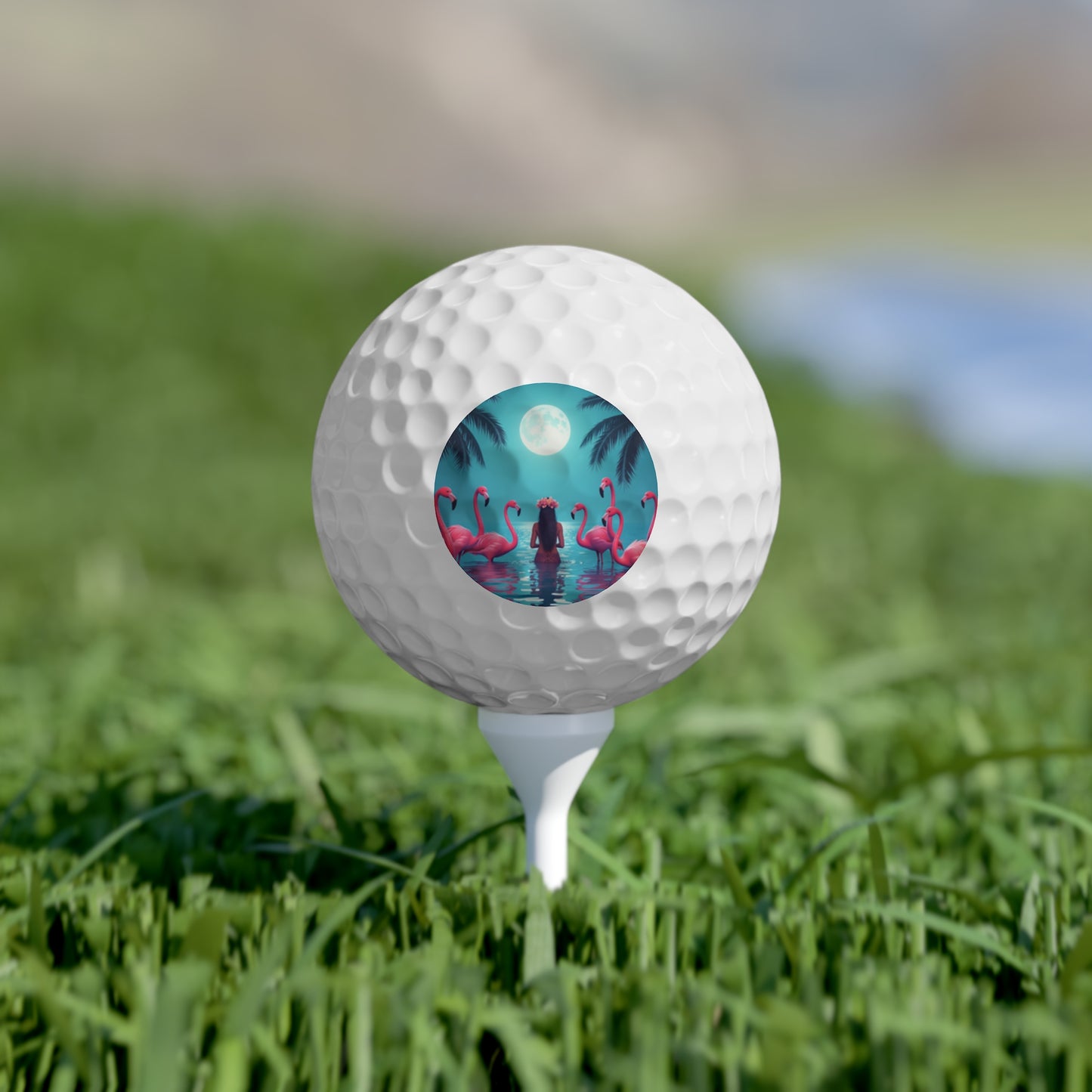 Tropical-Themed Golf Balls, 6pcs - Perfect Gift for Golf Enthusiasts / Moonlit Mermaid and Flamingos