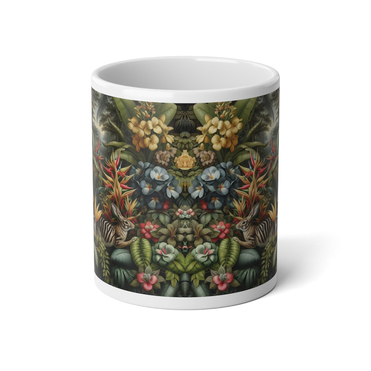 Jumbo Mug, 20oz, Rainforest Rabbit Outing | Tropical Coffee Cup