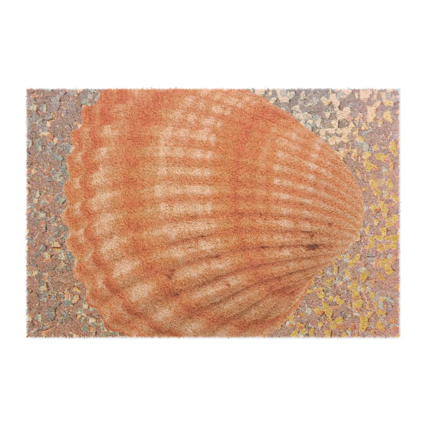 Tropical Shell Doormat - Vibrant Coconut Fiber Entrance Mat / Coastal Disco Orange Scallop