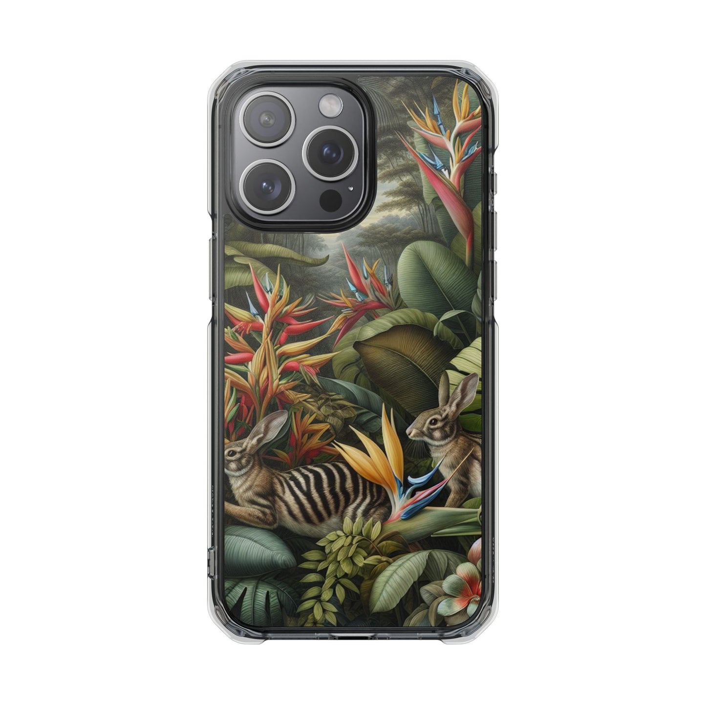 Rainforest Rabbit Outing Magnetic Clear Phone Case, Many Models
