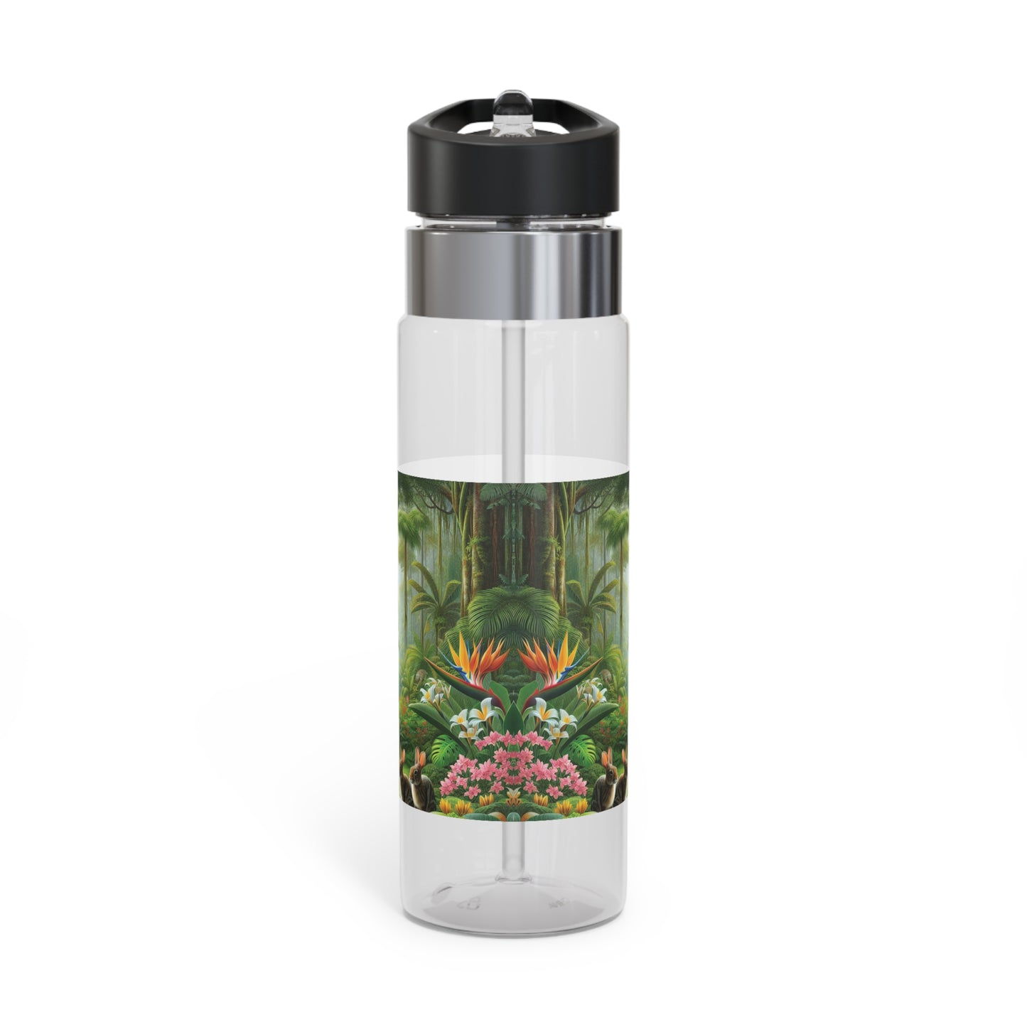 Tropical 20oz Tritan Sport Water Bottle -  Leakproof, Lightweight, BPA-Free / Hidden Rabbits