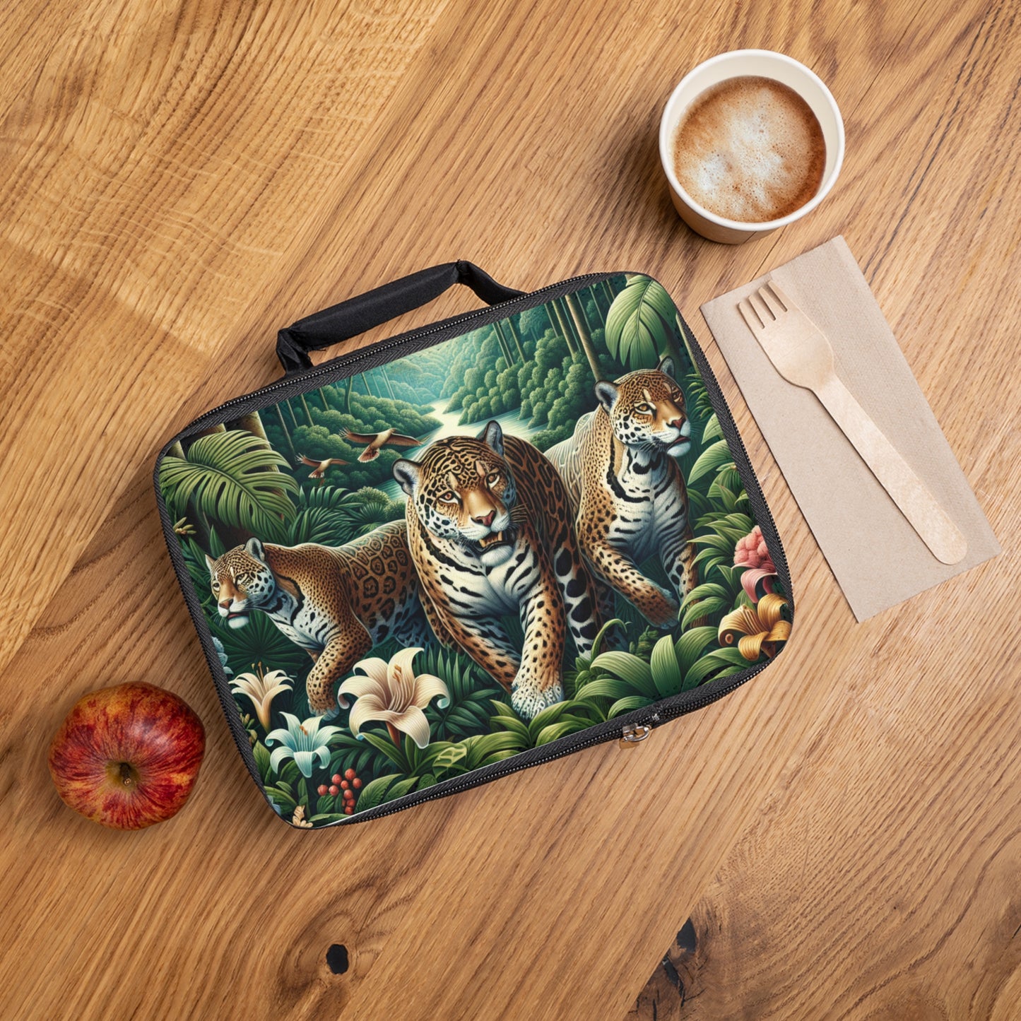 Jungle Jaguars Lunch Bag - Eco-Friendly Insulated Tote, Adult and Child Lunchbox / Perfect for Picnics, Beach Outings