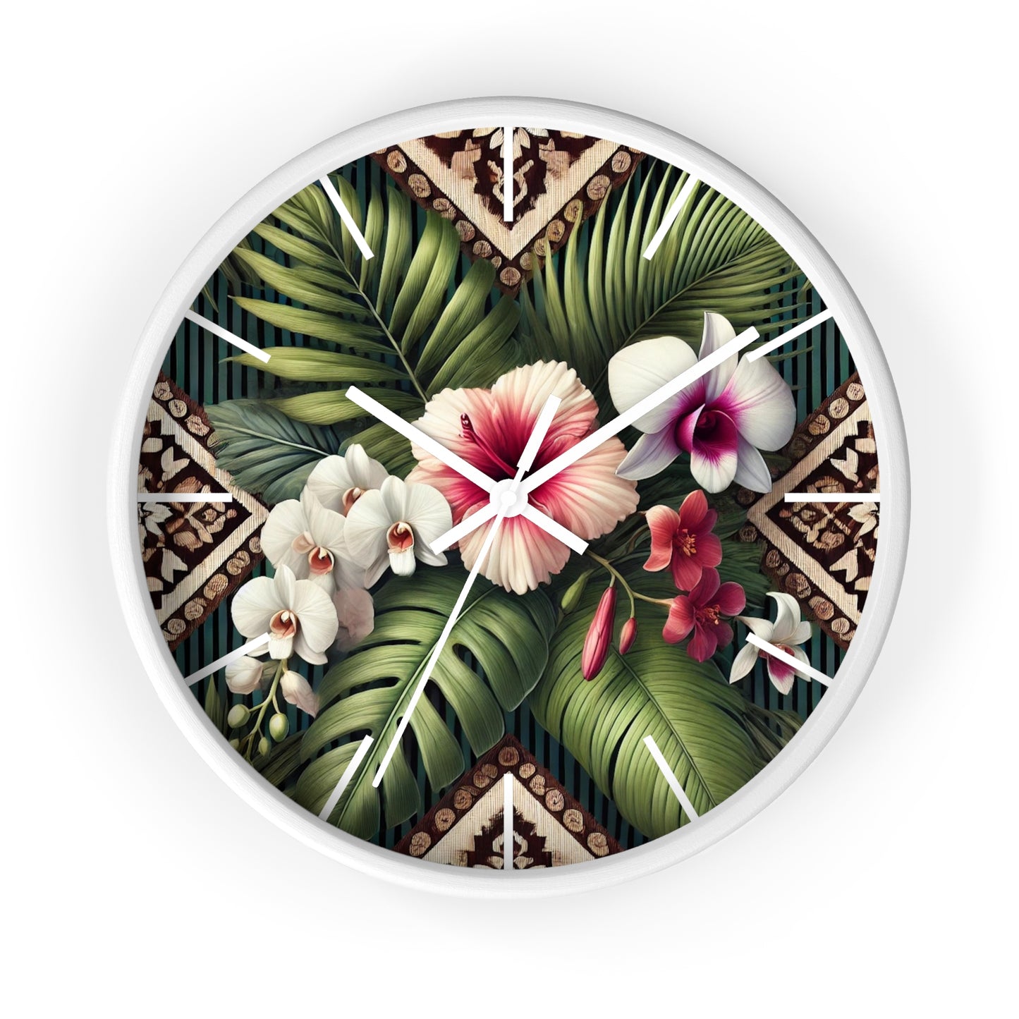 Tiki Orchids Wall Clock – Fun Home Decor for Nature Lovers, 6 Variants