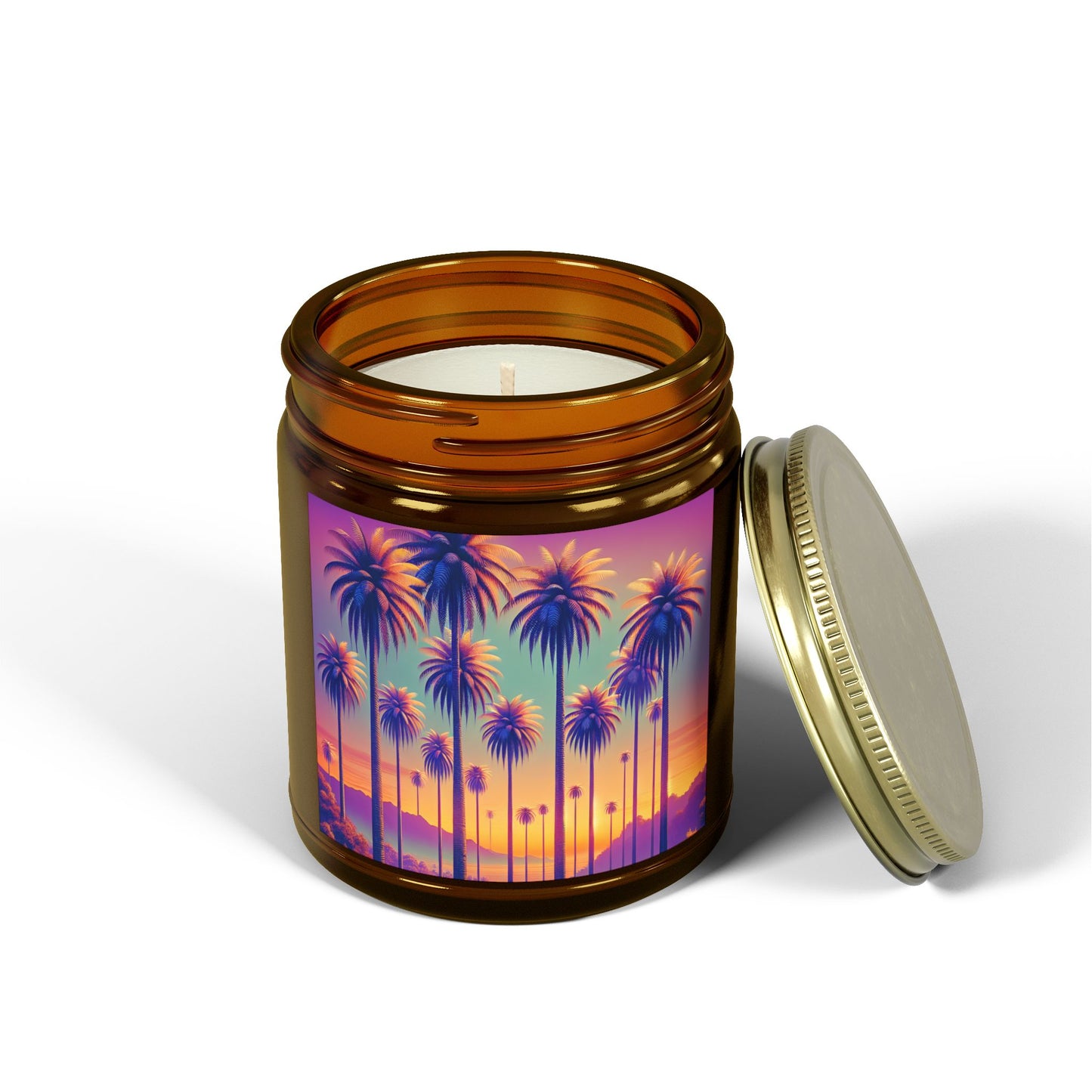 Scented Candles, Coconut Apricot Wax (4oz, 9oz) - Sunset Palms