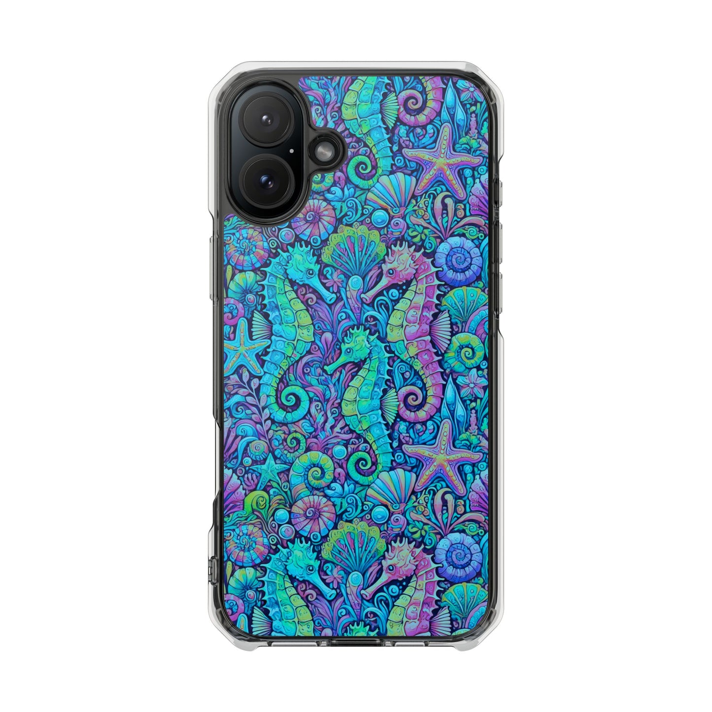 Seahorses/Turquoise POP Magnetic Clear Phone Case, Many Models