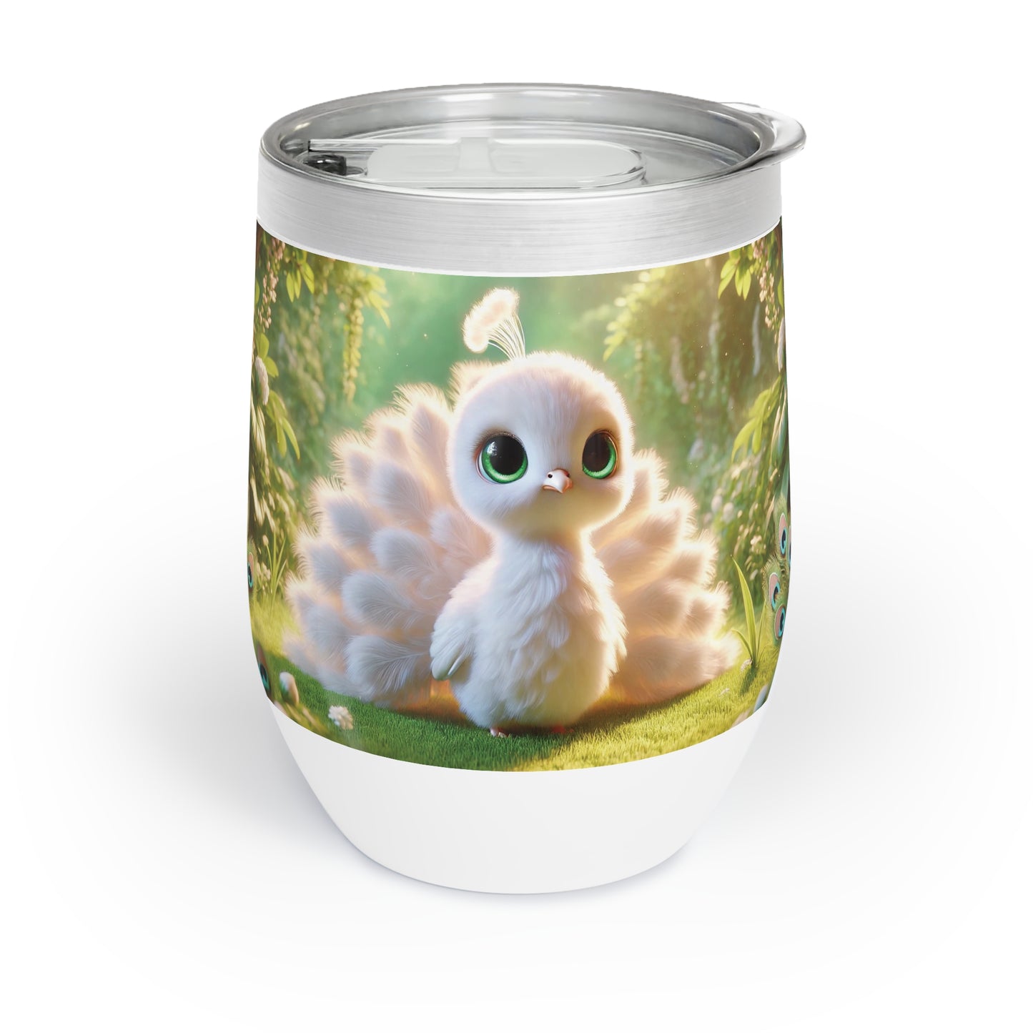 Chill Wine Tumbler with Adorable Baby White Peacock