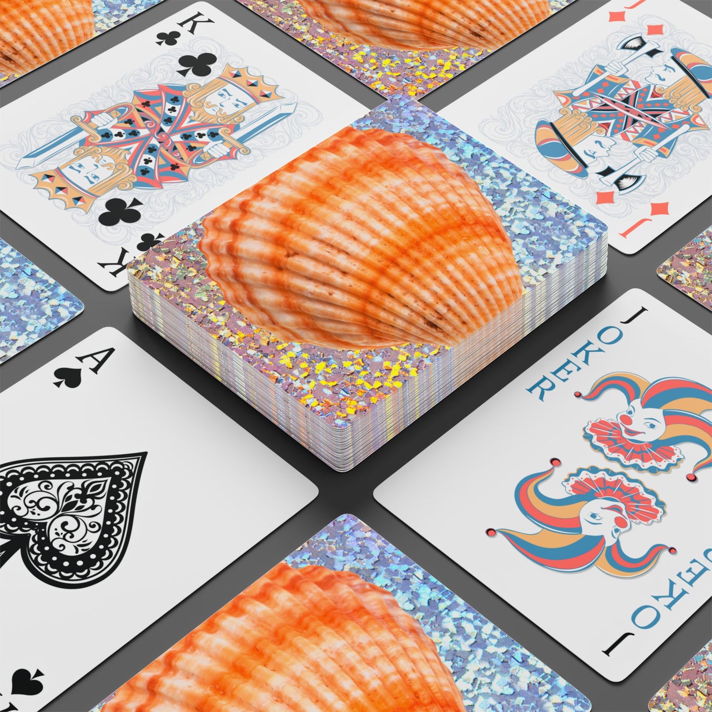 Poker=Sized Playing Cards - Disco Orange Scallop