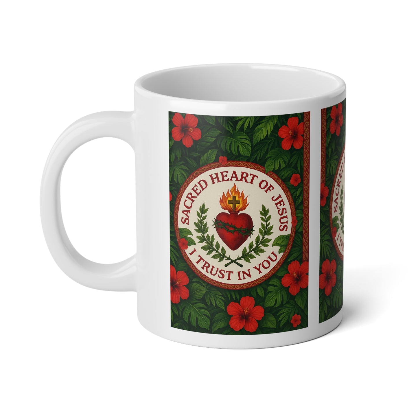 Religious Jumbo Mug, 20oz, Sacred Hear of Jesus Prayer | Tropical Coffee Cup