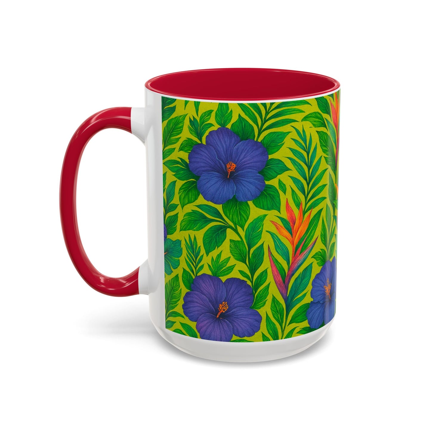 Vibrant Floral Coffee Mug - 11oz & 15oz / Midnight Flower Lime