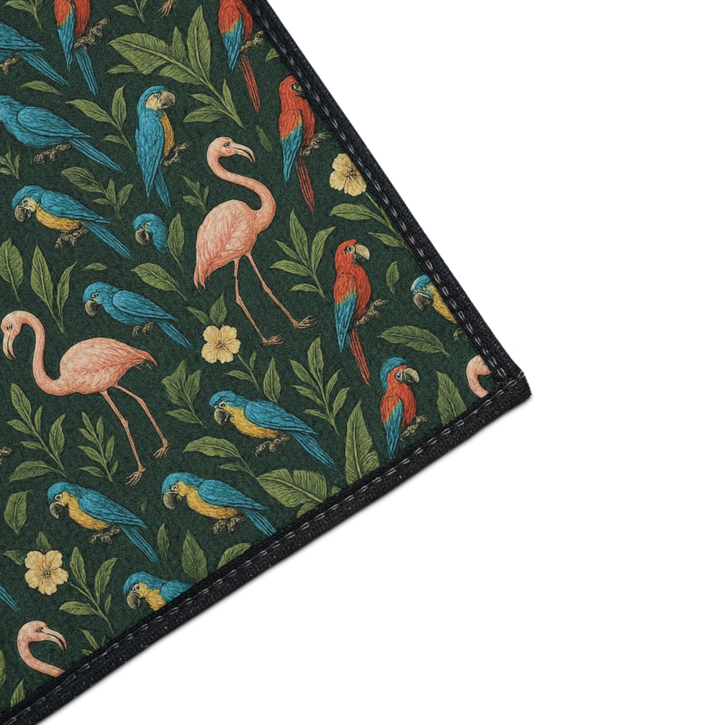 Heavy Duty Floor Mat, 5 Sizes – Tropical Area Rug for Home Décor / Flamingos and Parrots
