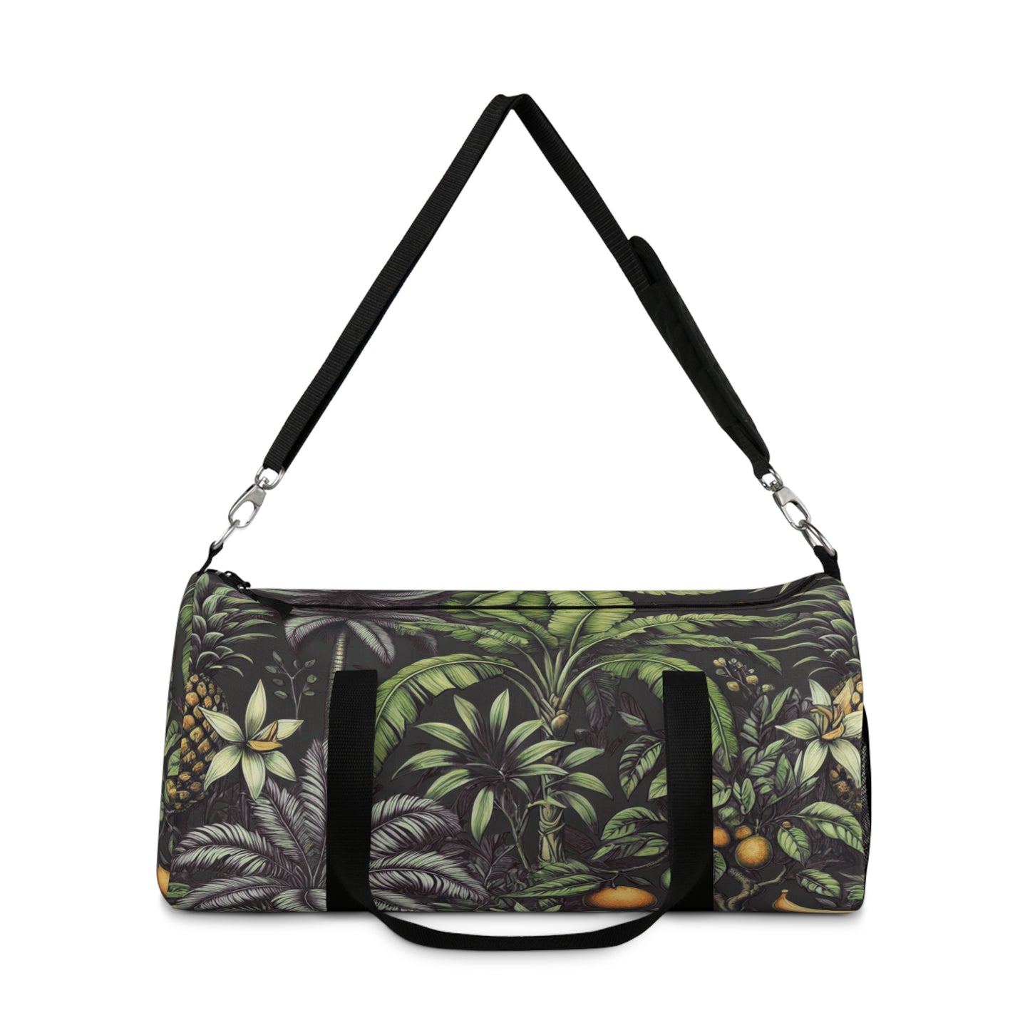 Tropical Duffel Bag - Perfect for Travel and Gym / Tropical Fruit, Black