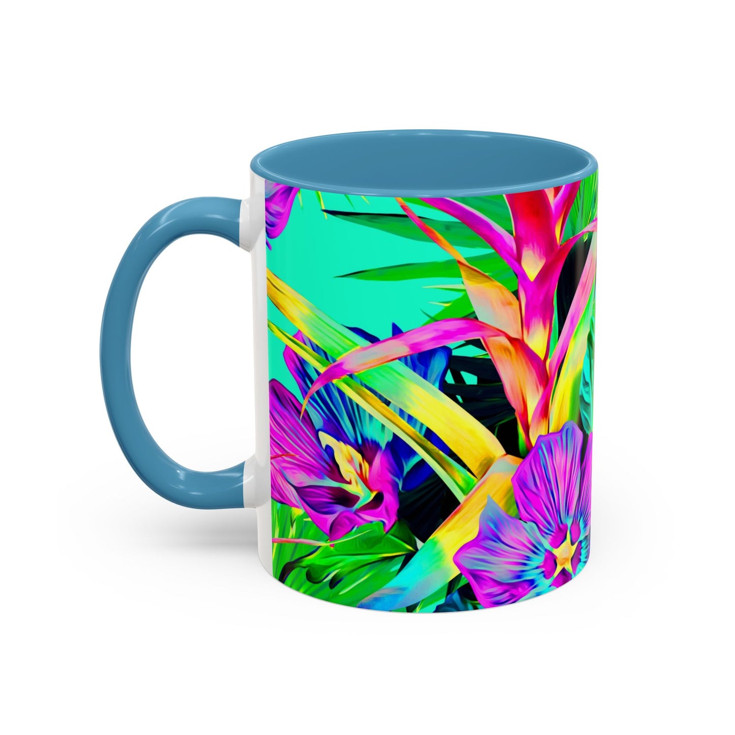 Accent Coffee Mug (11, 15oz), Plant Palooza, turquoise / Various Colors